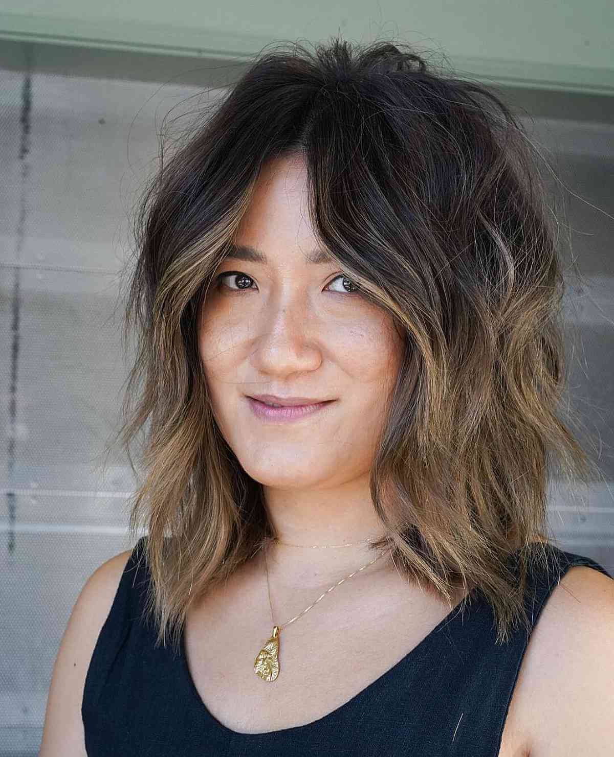 Soft Long Shaggy Bob with Balayage