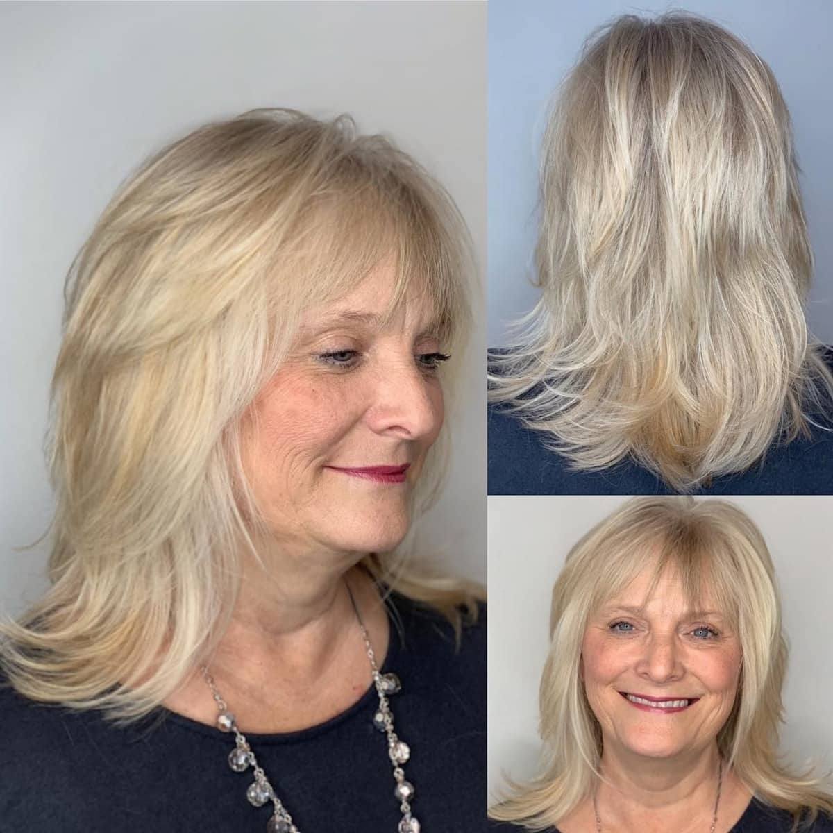 Long Shaggy Bob for Older Women