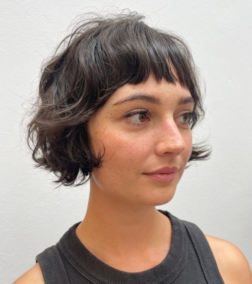 Short Wavy Bob with Choppy Bangs