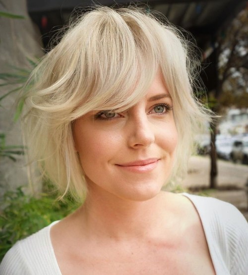 Messy Short Blonde Bob with Bangs