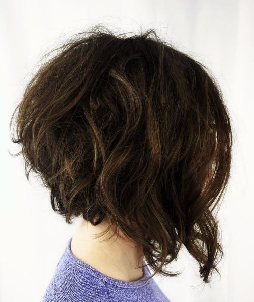 Short Inverted Bob Shag for Wavy Hair