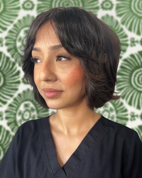 Polished Bob with Face Framing Shaggy Layers