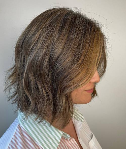 Trendy Long Bob with Shaggy Ends