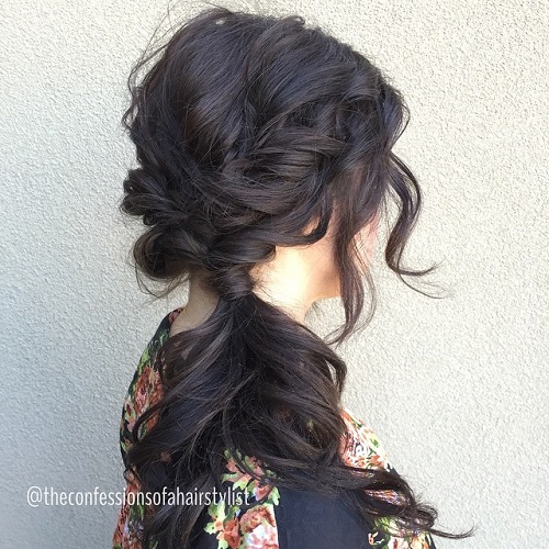 Brunette Messy Side Ponytail