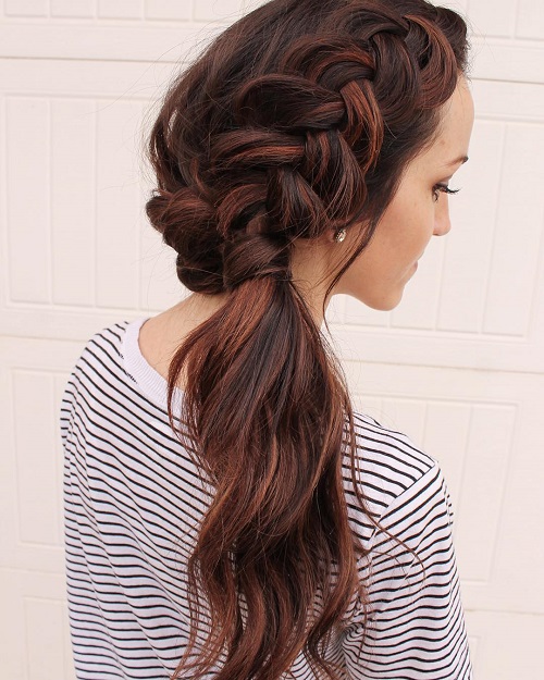 Crown Braid And Side Ponytail