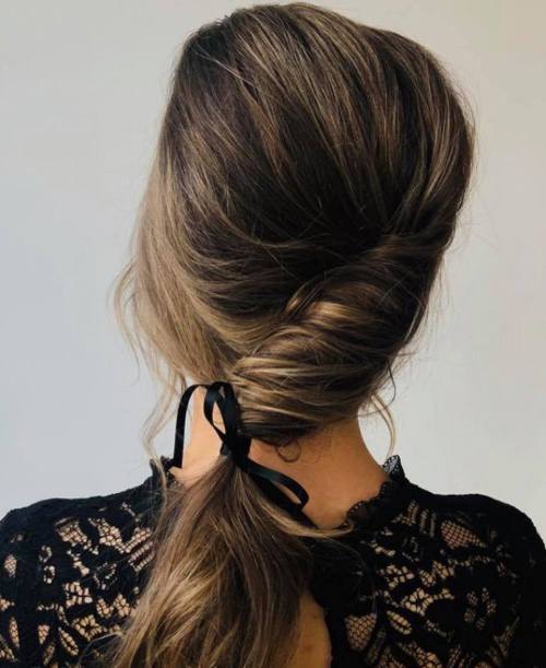 Low Ponytail with a Ribbon