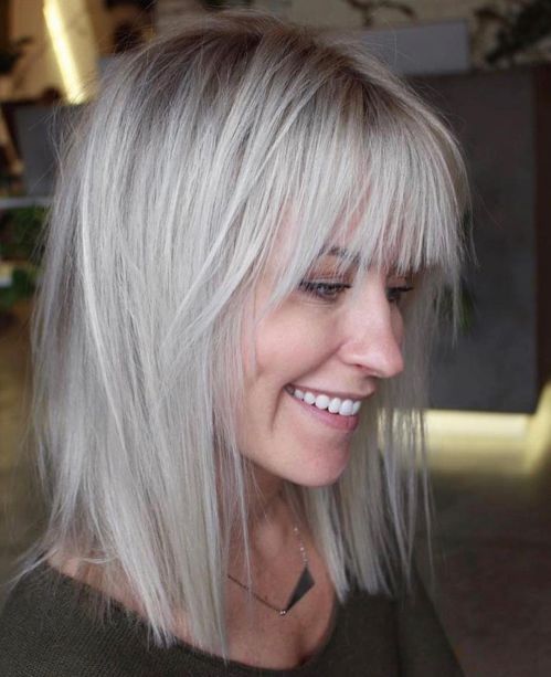 Wispy Long Bob with Bangs