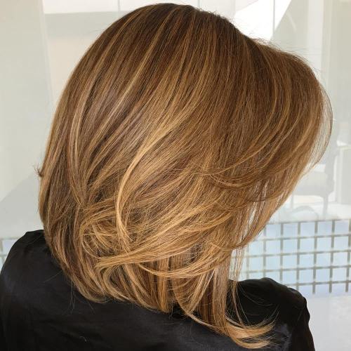 Layered Caramel Blonde Lob