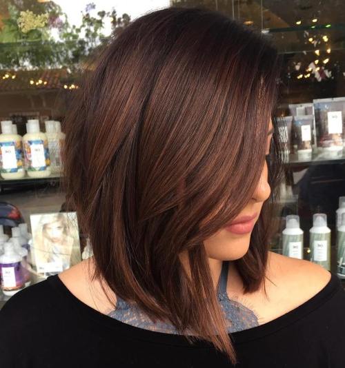 Angled Chocolate Brown Lob