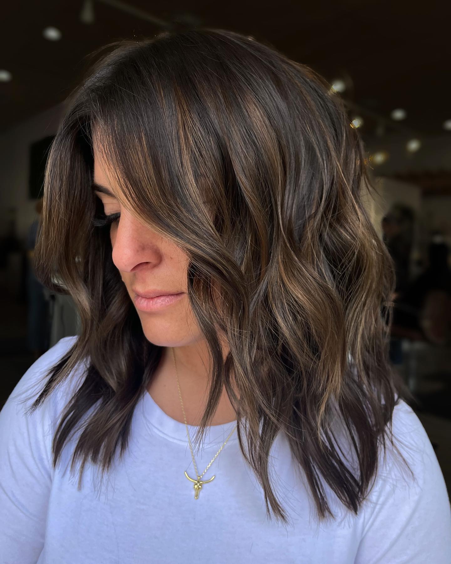 Wavy Long Bob with Subtle Brown Balayage