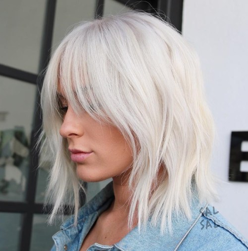 Long Choppy White Bob