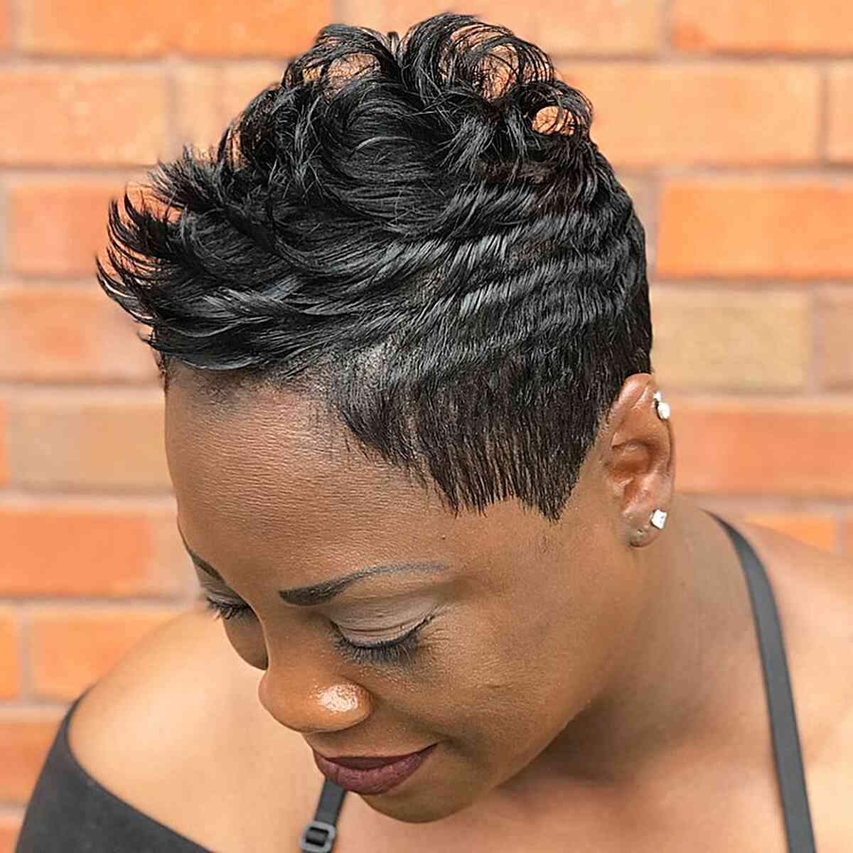 Black Super Short Choppy Pixie for Black Women over 50