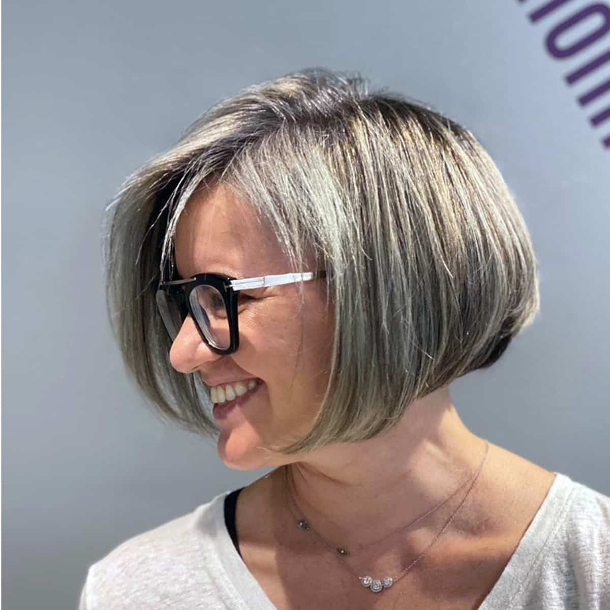 Trendy Rounded bob short cut for women over 50