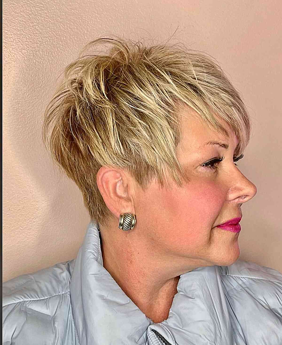 Blonde Pixie Undercut for Ladies in Their Fifties