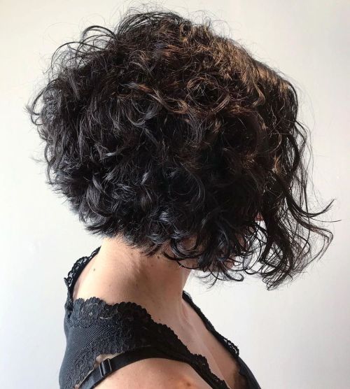 Short Curly Inverted Bob Haircut