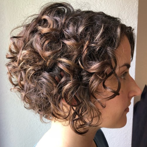 Short Curly Caramel Brown Bob