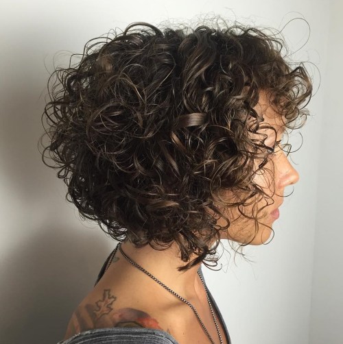 Natural Curly Bob With Bangs