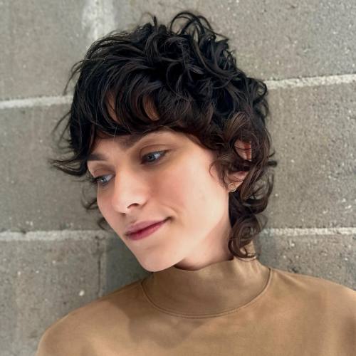 Messy Wavy Mullet with Bangs