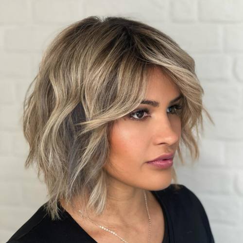 Short Wavy Dirty Blonde Bob Shag