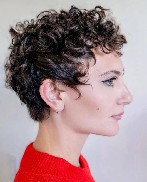 Delicate Short Messy Pixie for Curly Hair