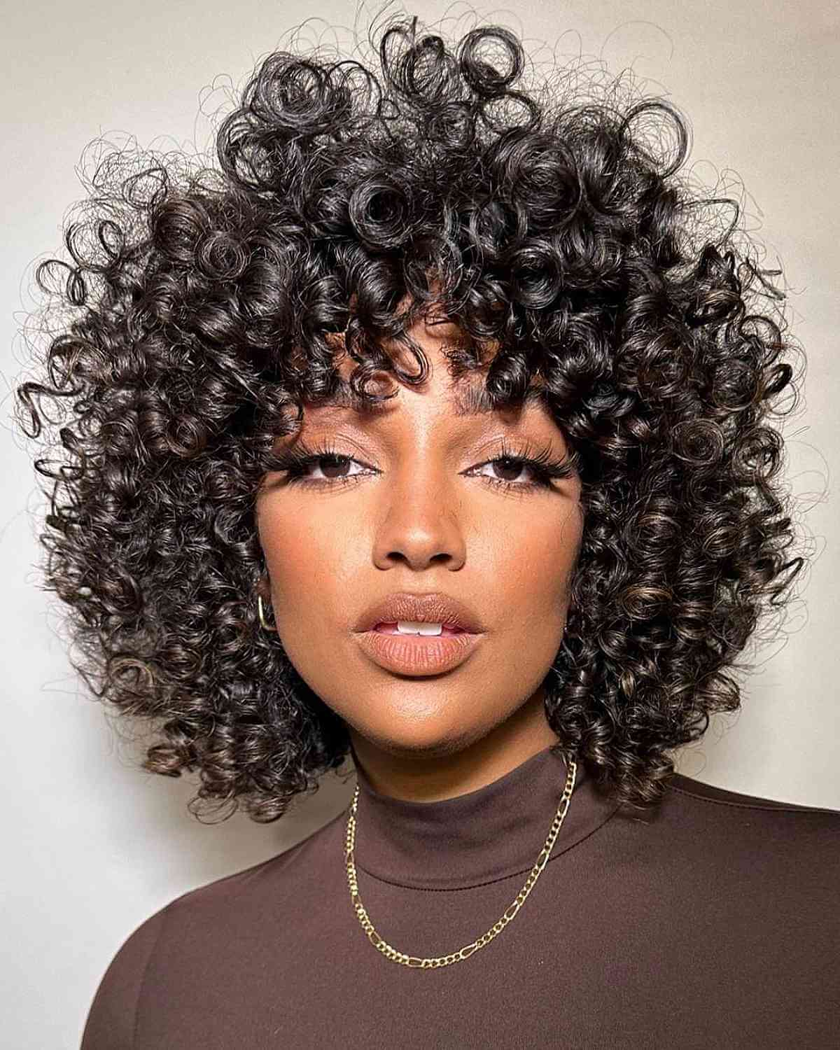 Medium-Length Gorgeous Naturally Curly Bangs