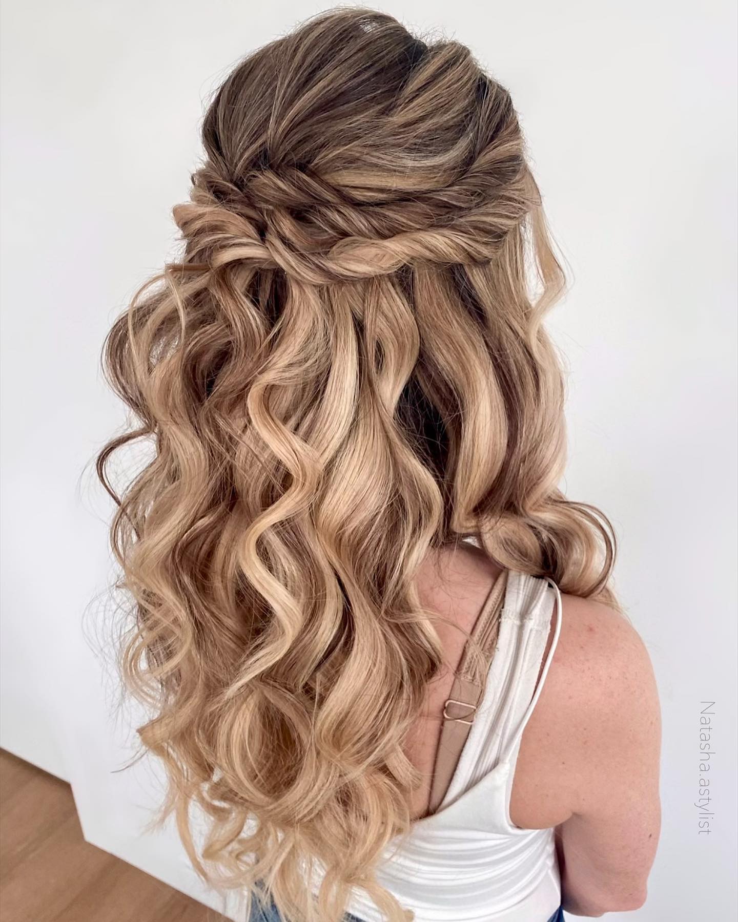 Twisted Curled Half Updo