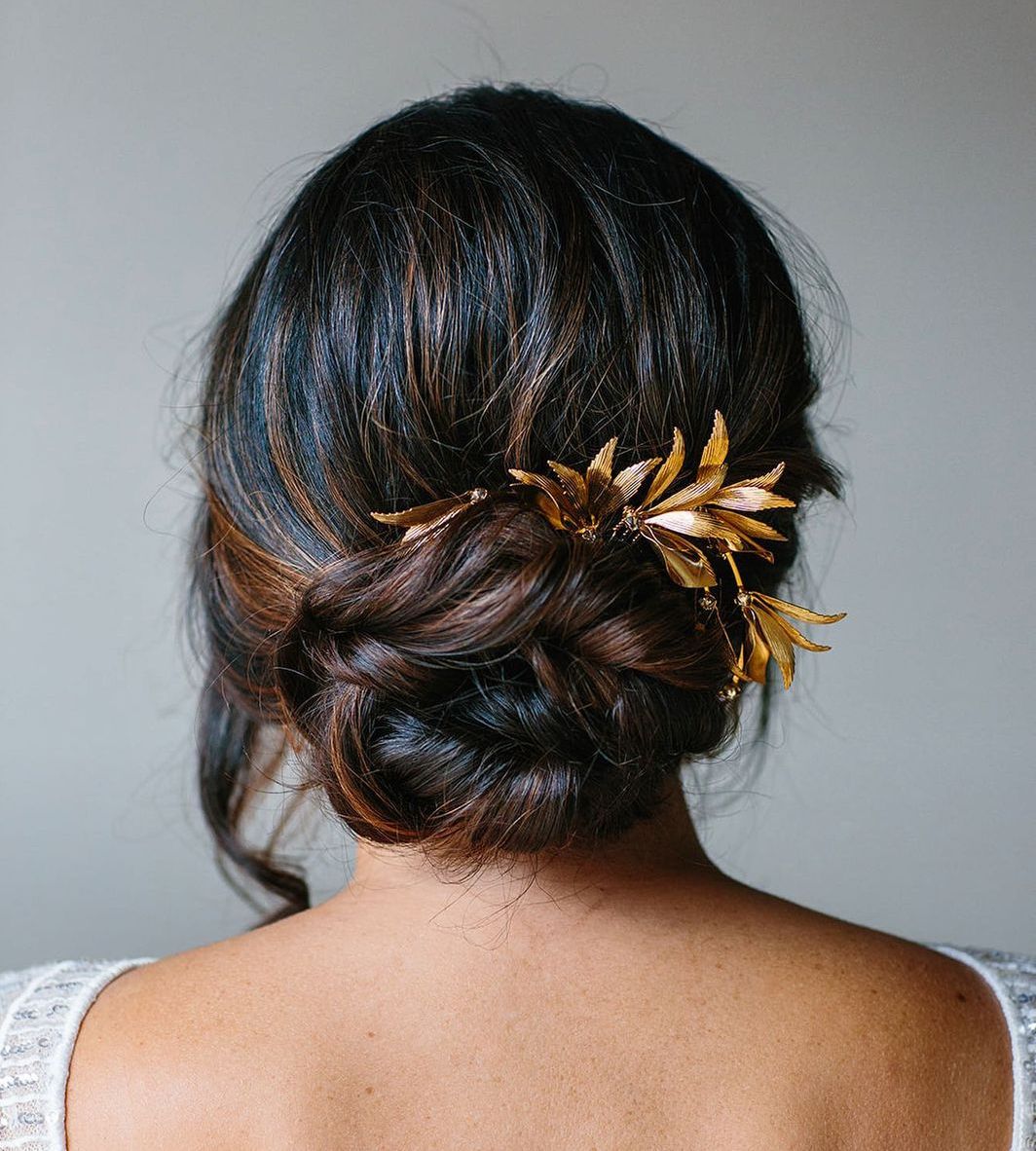 Rolled Bun Updo for Long Thick Hair