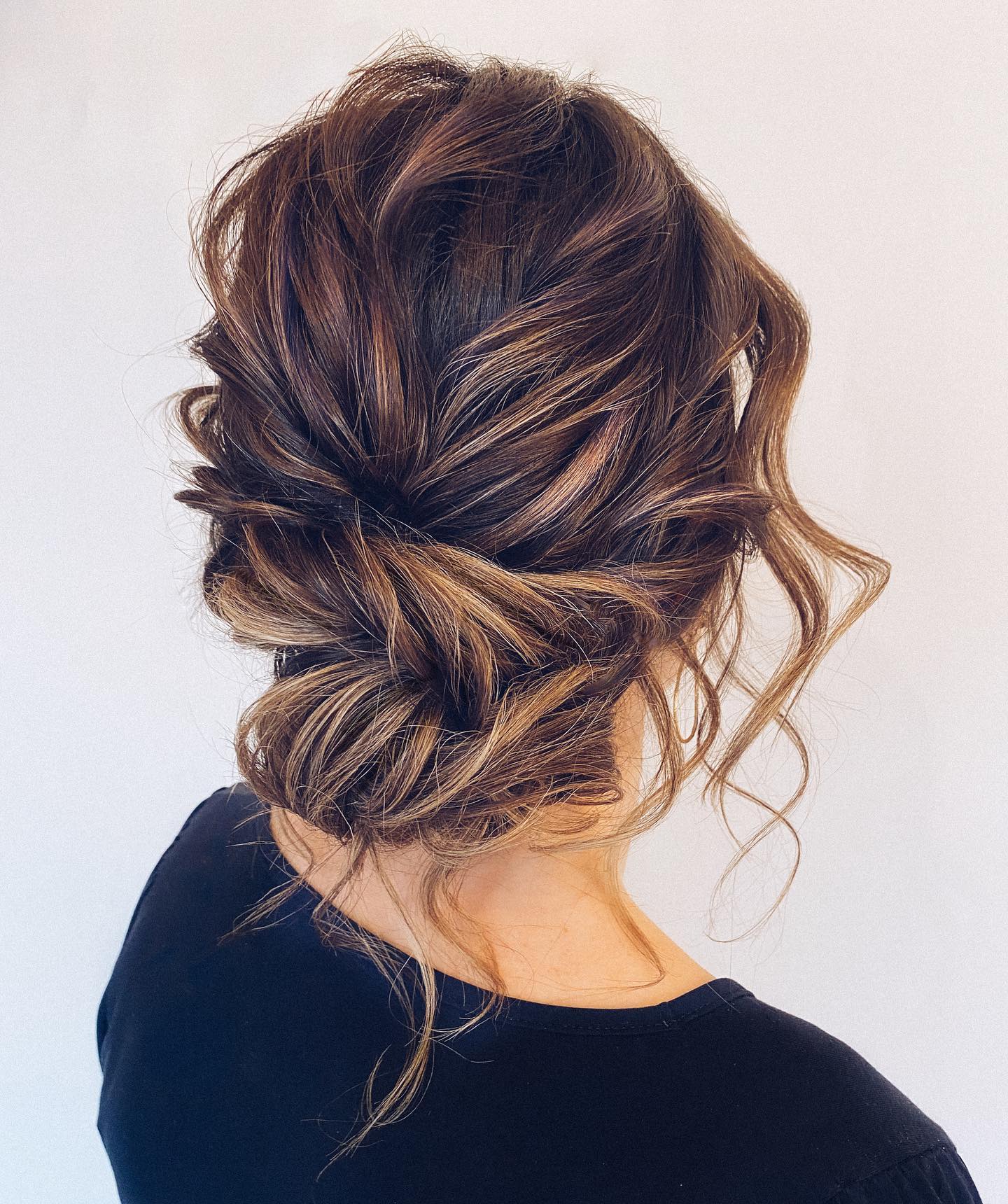 Long Hair Textured Wavy Chignon Updo