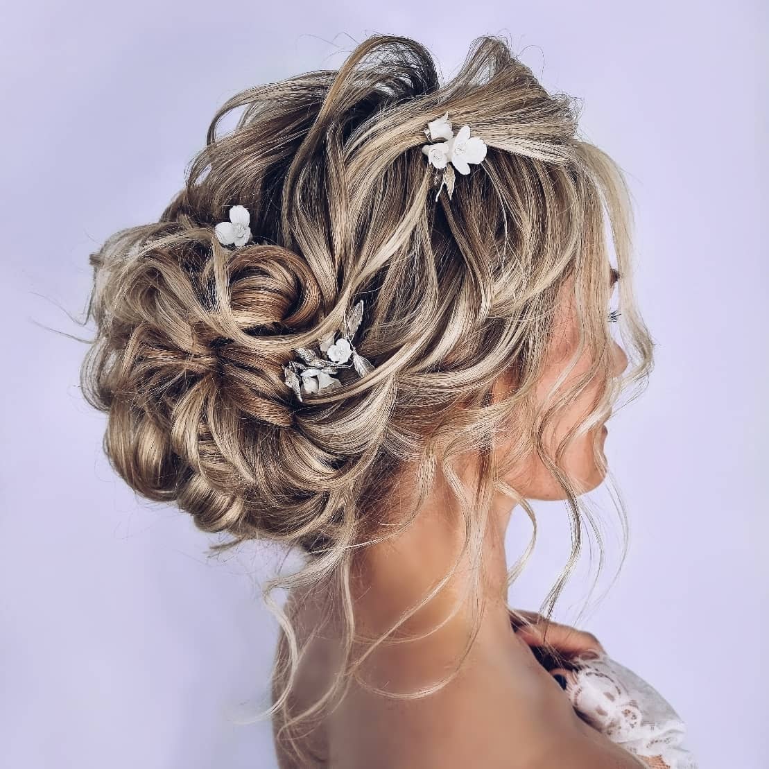 Curly Updo with Flowers