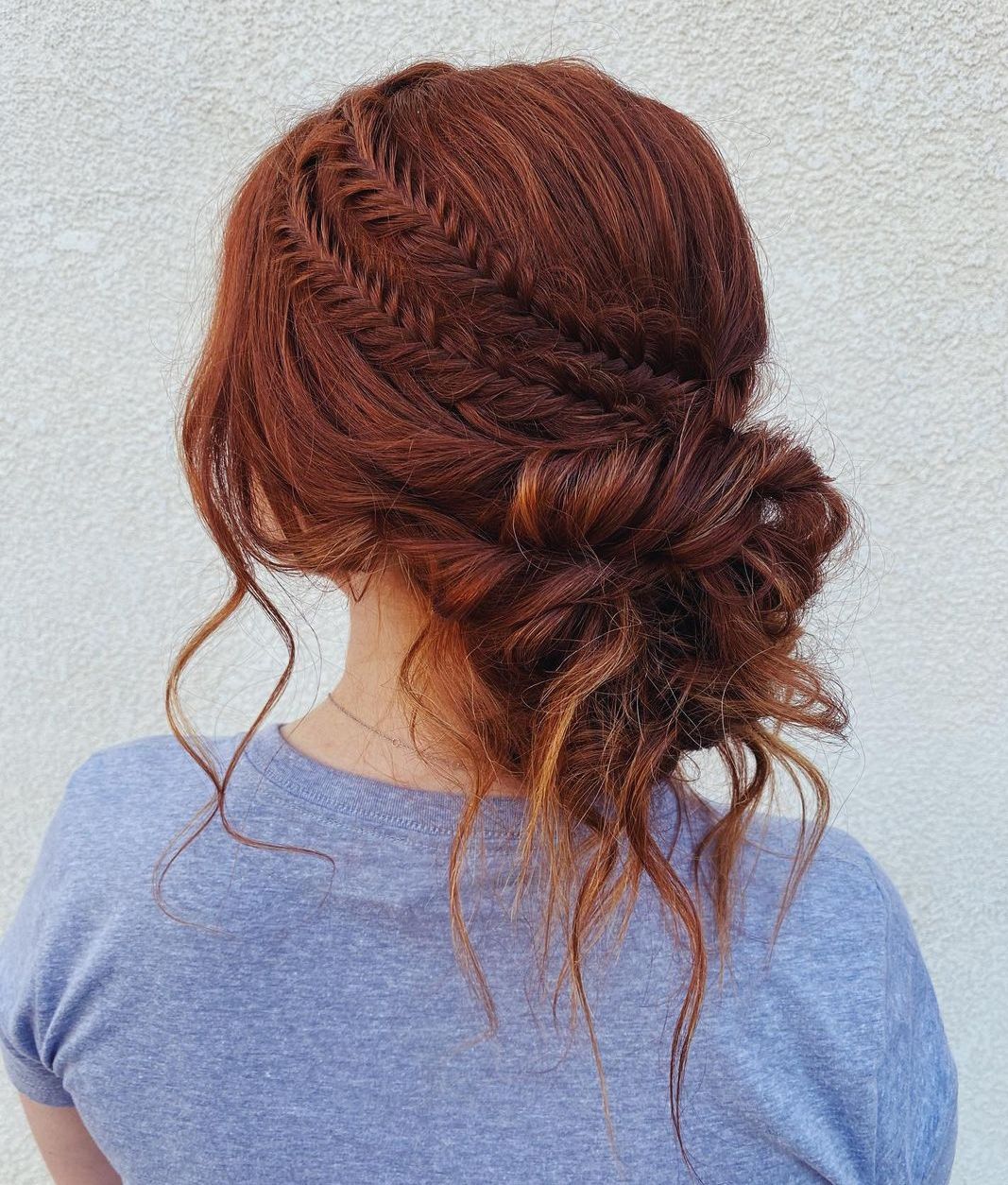 Messy Long Hair Updo with Side Braids