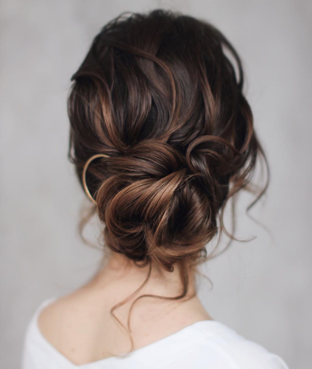 Messy Long Hair Bun Updo