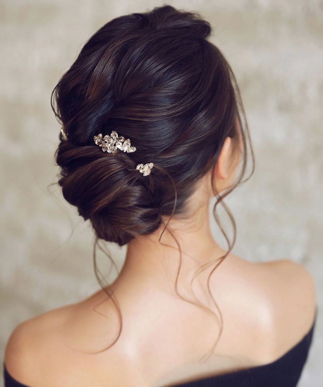 Formal Low Roll Long Updo