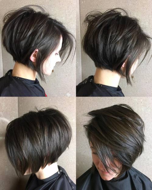 Short Layered Brunette Bob