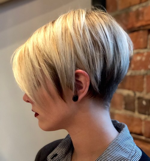 Short Layered Dark And Blonde Undercut Hair