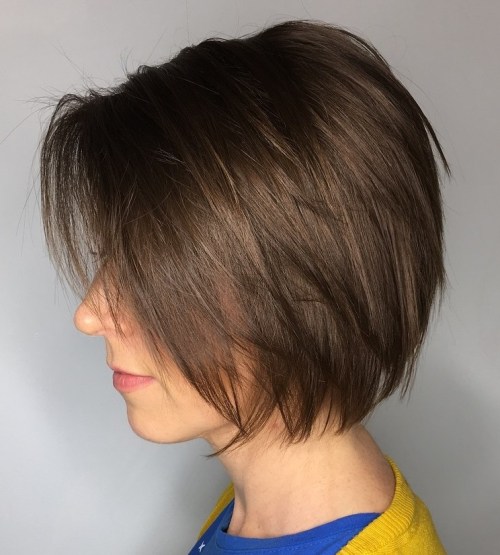 Layered Brown Bob For Fine Hair