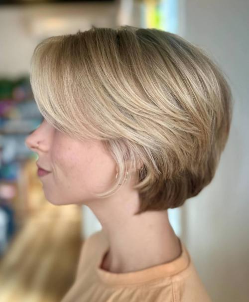 Neat Layered Bob with Swoopy Bangs