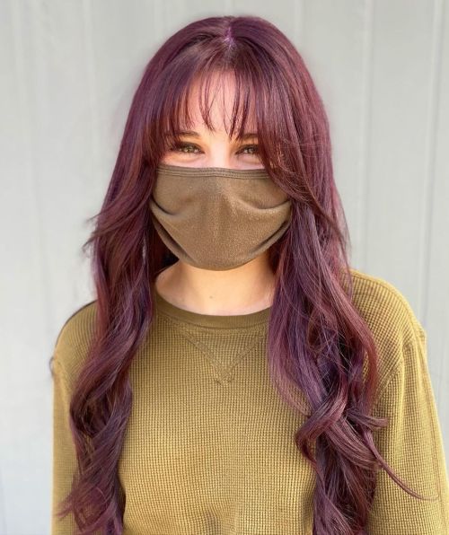 Long Purple Hair with Wispy Bangs