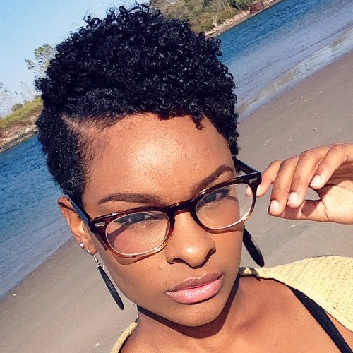 Women's Short Black Hairstyle with Curly Top