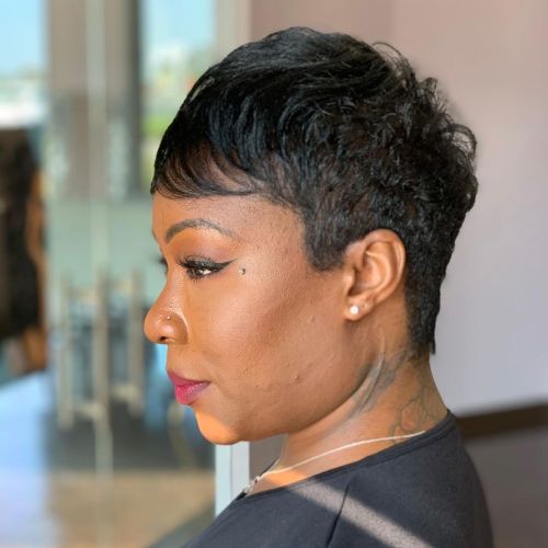 Short Pixie Cut with Bangs for Afro American Women