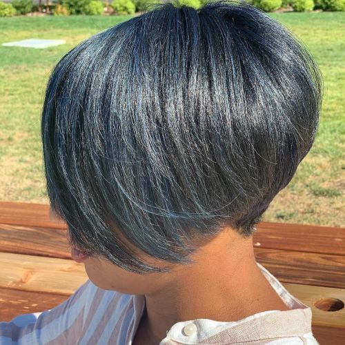 Stacked Pixie Bob on Relaxed Black Hair