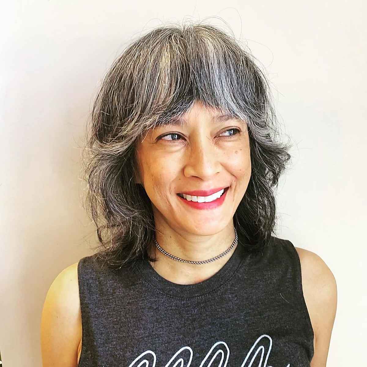 Short Shag with Bangs for Older Women