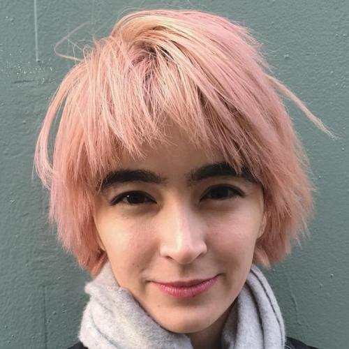 Choppy Light Pink Bob With Bangs