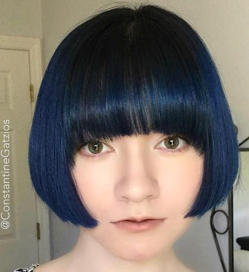 Lip Length Bob With Arched Bangs