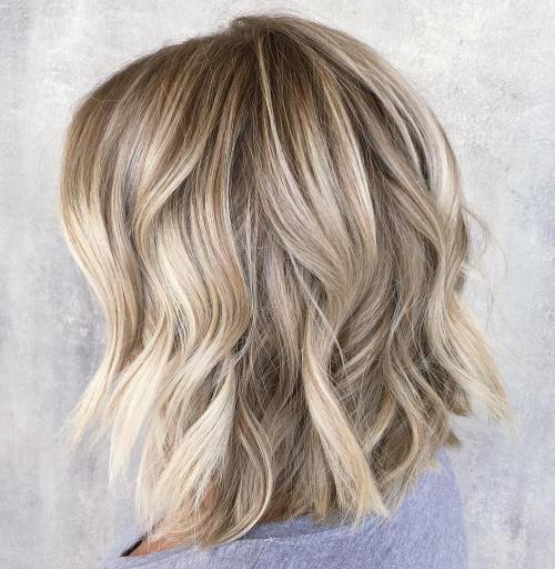 Choppy Wavy Blonde Lob