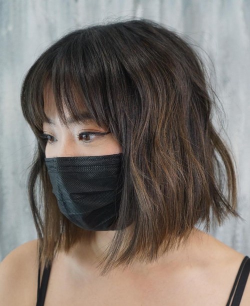 Asian Bob with Bangs and Subtle Wave