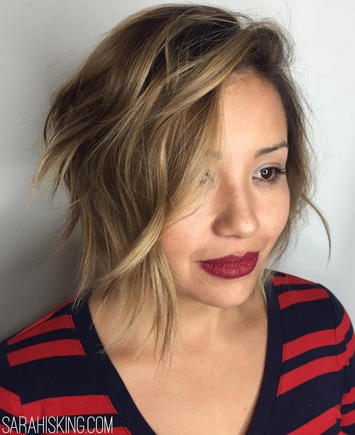 Shaggy Wavy Angled Bob