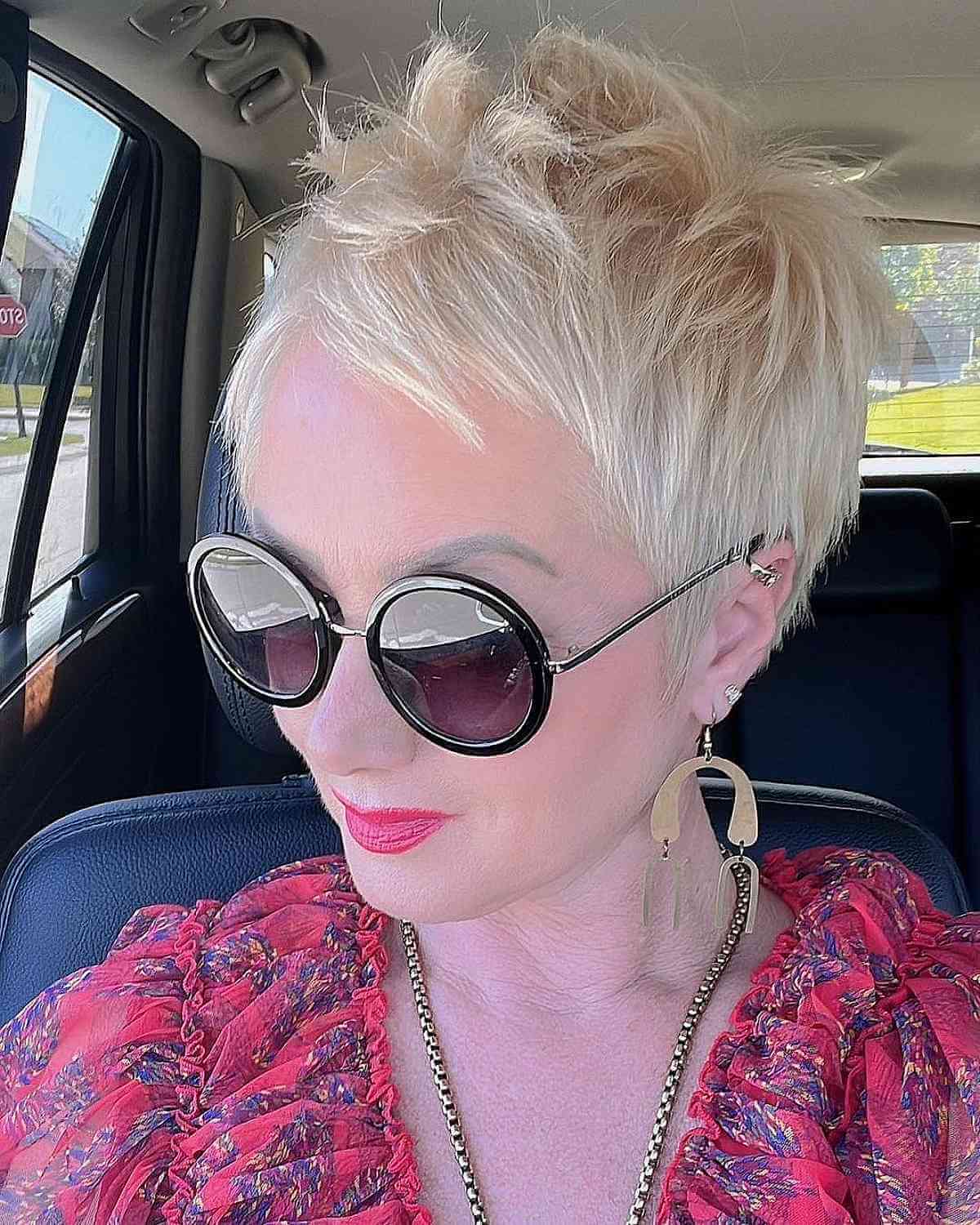 Platinum Choppy Pixie with Choppy Fringe