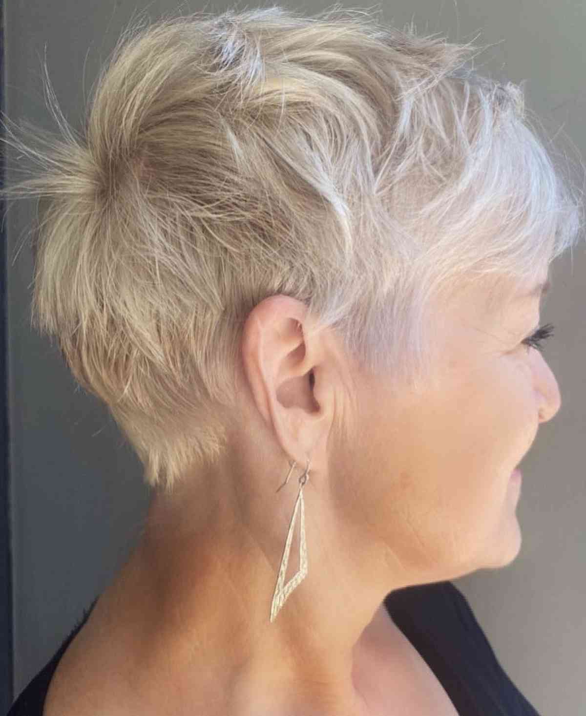 Naturally White Textured Choppy Pixie Cut