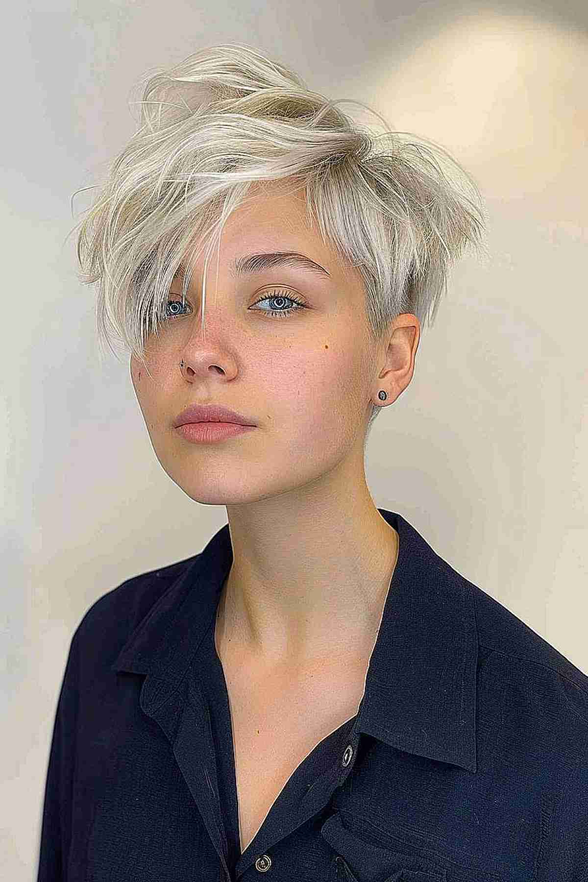 Platinum Pixie with Choppy Ends