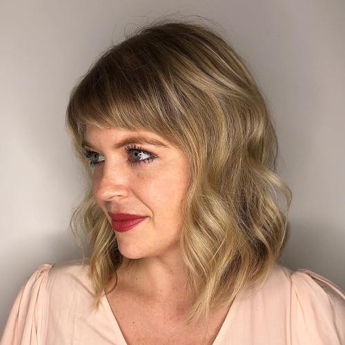 Wavy Bob With Short Side Bangs